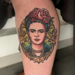 Tatouage couleur cicatrisé représentant un portrait de Frida Kahlo – Jake Tattoo Parlor à Belfort.