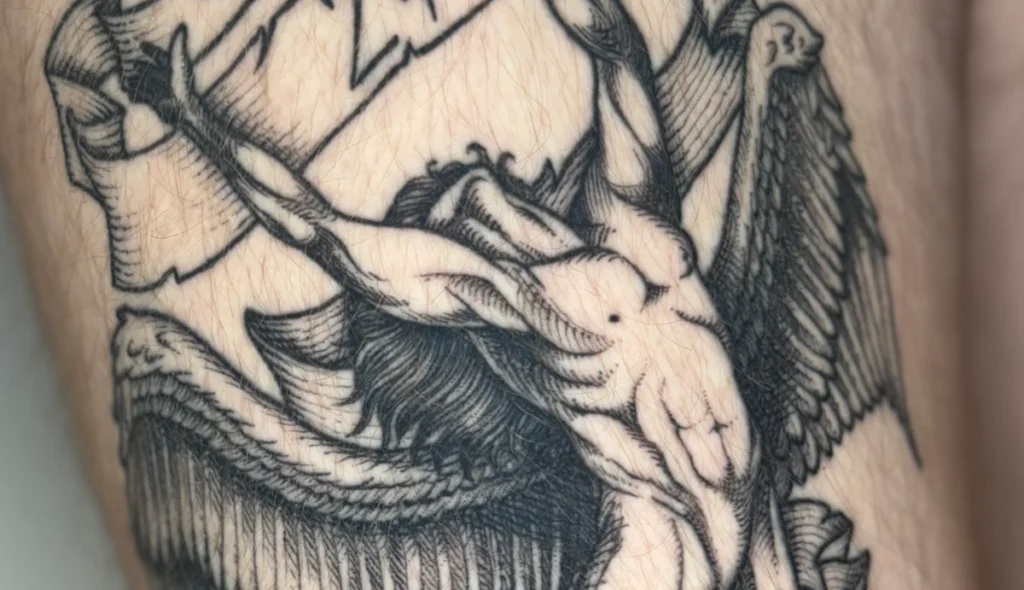 Tatouage cicatrisé montrant le résultat final chez JAKE Tattoo Parlor